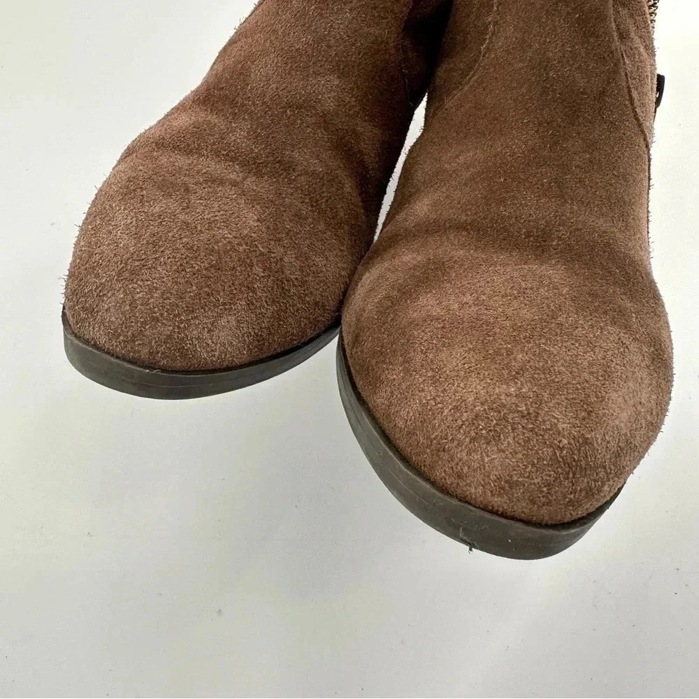 Adam tucker Trixie ankle booties 10 brown suede pull on pointy toe western boots - Picture 10 of 13